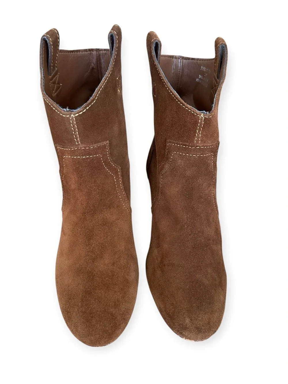 ZARA Trafaluc Brown Suede Western Cowboy Ankle Boots US Size 8 Made in Spain